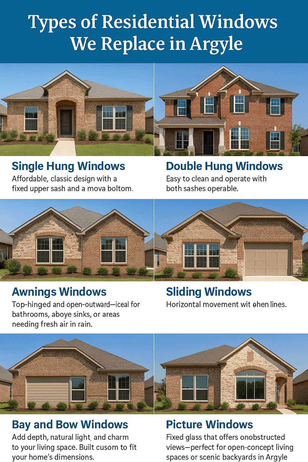 Types of Residential Windows We Replace in Argyle