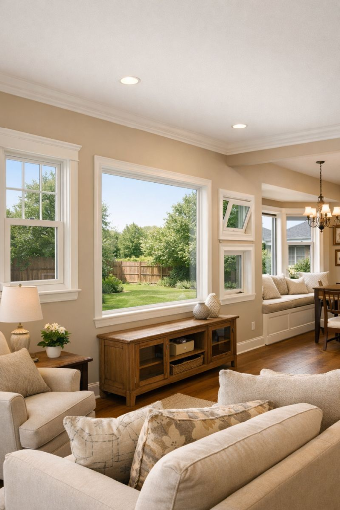 Multiple residential window styles professionally installed by JBN Windows