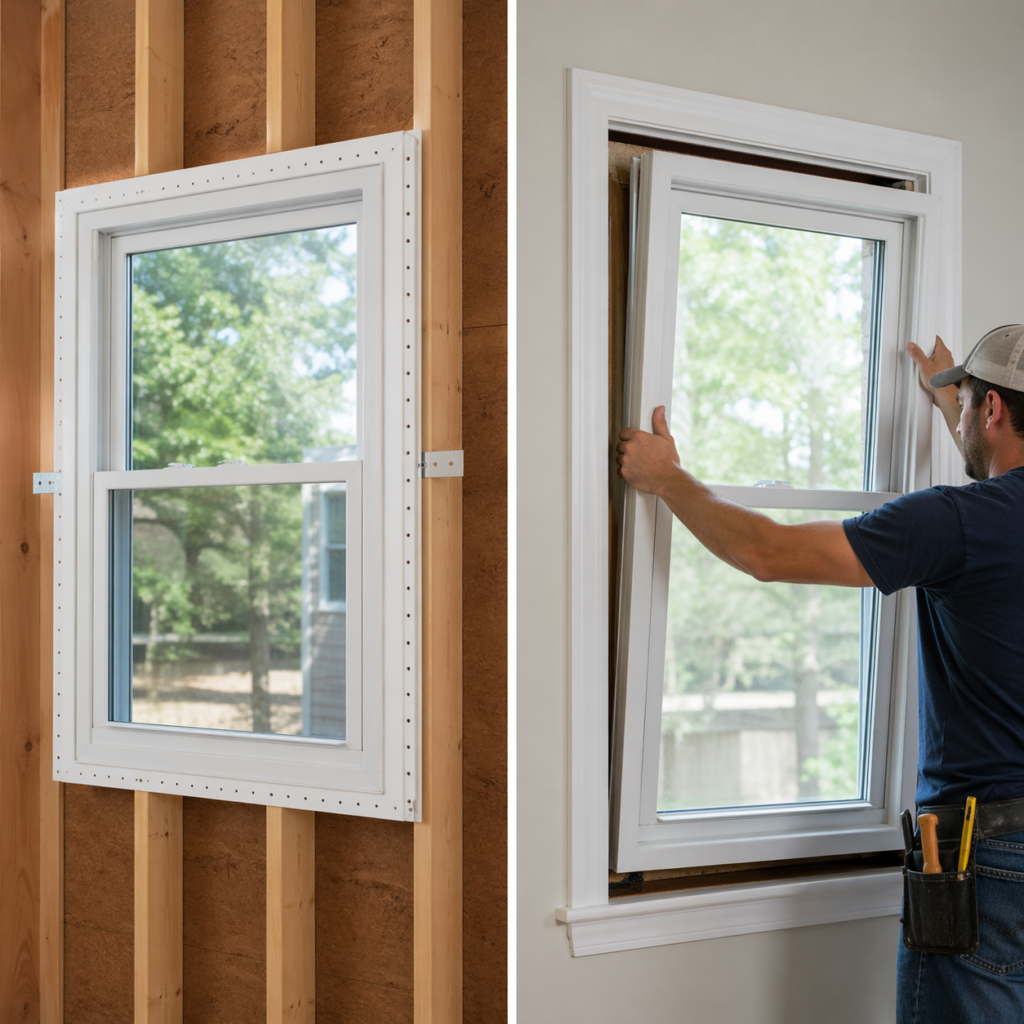 Comparison between new construction window installation and replacement window installation