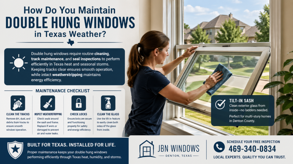 How do you maintain double hung windows in Texas weather