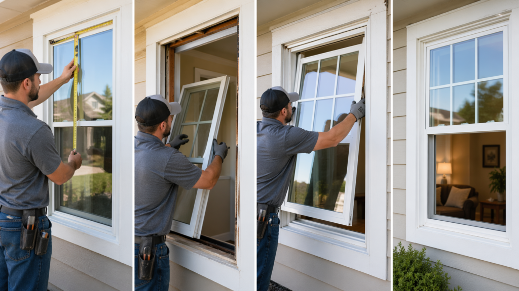 Window replacement process from measurement to installation in Denton Texas home