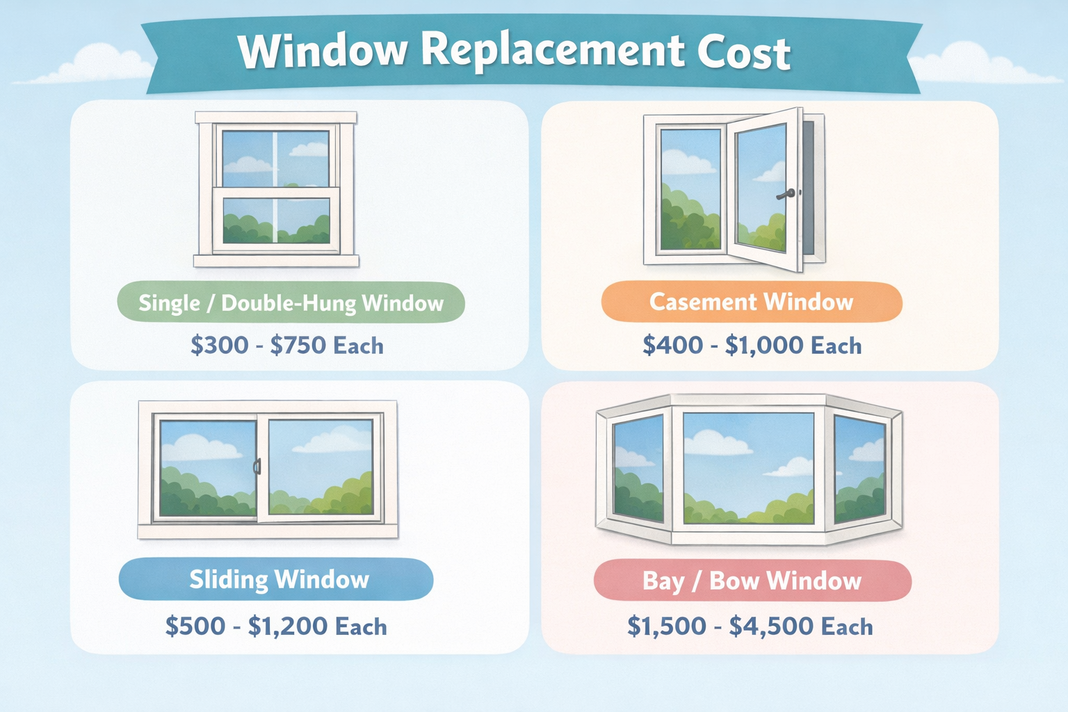 Infographic showing average window replacement costs