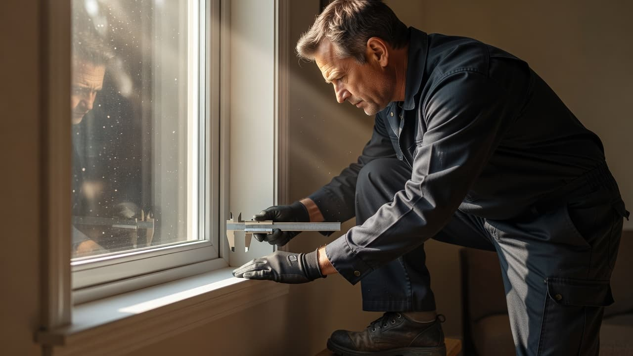 How to Verify a Window Contractor's License and Insurance 1 A Licensed Window Contractor in a crisp uniform examines the seal of a home window frame. Bright natural sunlight streams through the glass, highlighting the detailed construction and the contractor's focused posture.