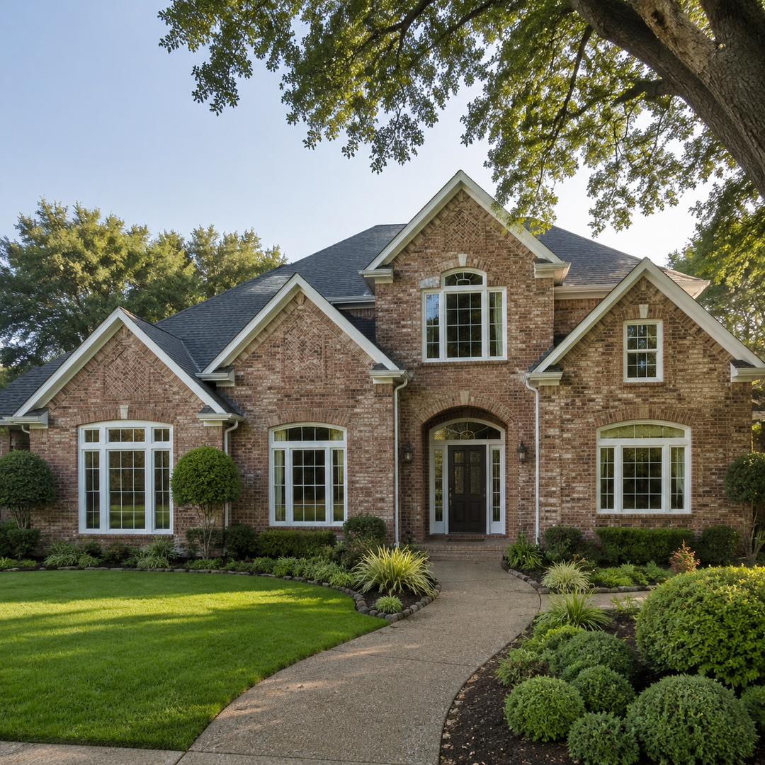 Vinyl Windows Lake Dallas TX 6 Finished vinyl windows on a Lake Dallas Texas brick home