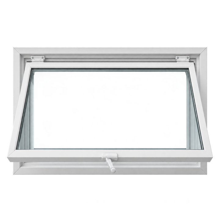 White awning window opened from the bottom